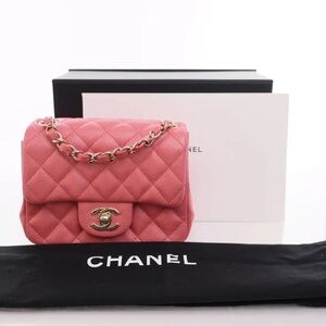 AUTHENTIC Chanel Mini Square Pearly Pink Caviar